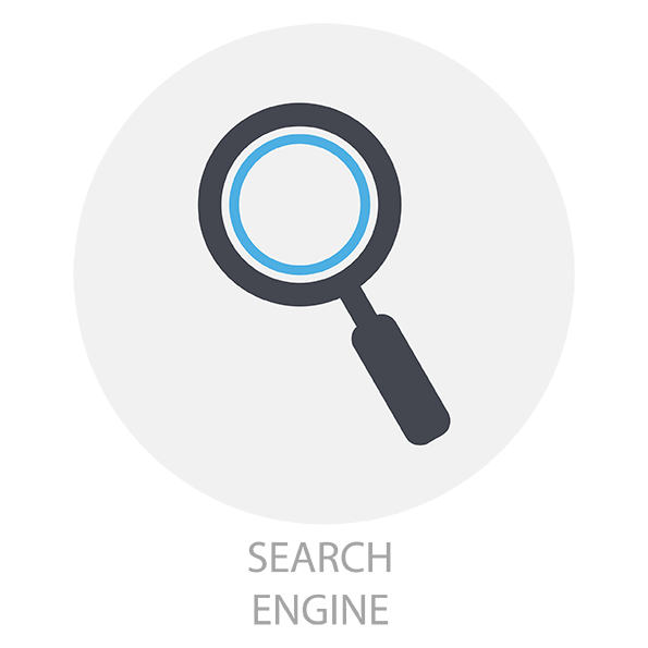Magnifying Glass with words Search Engine