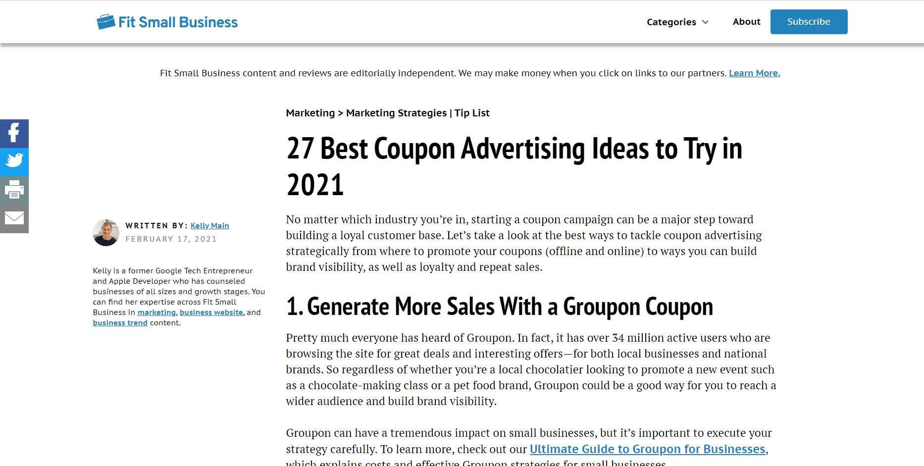 Coupon Fit Small Business
