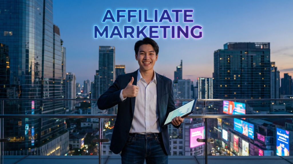 Affiliate Marketing 2026 with man with thumbs up